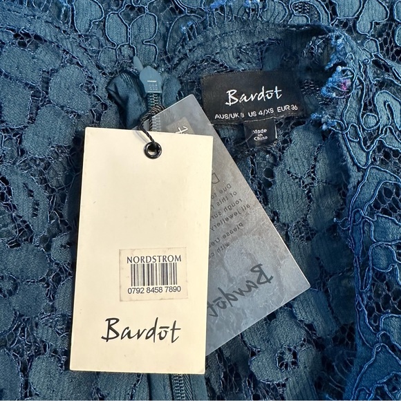 Bardot Midnight Lace Long Sleeve Midi Dress in Ash Blue NWT size 4 - Picture 12 of 14